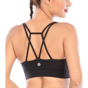 imageSports Bras for WomenPadded Sports Bra Tank Top Sexy Crisscross Back High Impact Longline Workout Yoga Bra1black