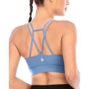 imageSports Bras for WomenPadded Sports Bra Tank Top Sexy Crisscross Back High Impact Longline Workout Yoga Bra1blue