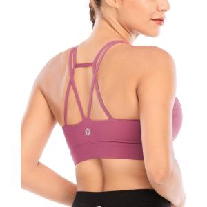 imageSports Bras for WomenPadded Sports Bra Tank Top Sexy Crisscross Back High Impact Longline Workout Yoga Bra1rose Red