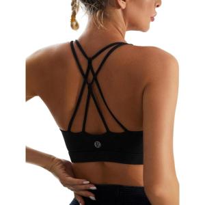 imageSports Bras for WomenPadded Sports Bra Tank Top Sexy Crisscross Back High Impact Longline Workout Yoga Bra2black