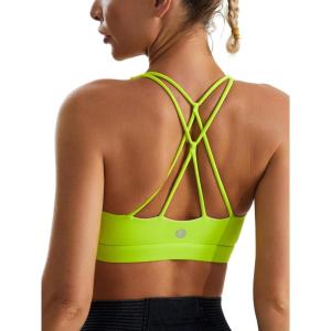 imageSports Bras for WomenPadded Sports Bra Tank Top Sexy Crisscross Back High Impact Longline Workout Yoga Bra2electric Lemon