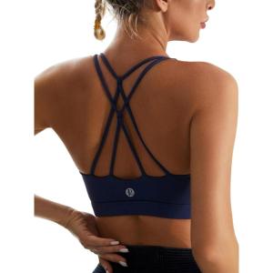 imageSports Bras for WomenPadded Sports Bra Tank Top Sexy Crisscross Back High Impact Longline Workout Yoga Bra2navy Blue