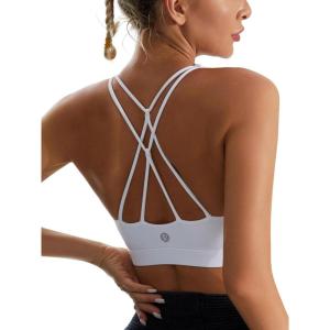 imageSports Bras for WomenPadded Sports Bra Tank Top Sexy Crisscross Back High Impact Longline Workout Yoga Bra2white