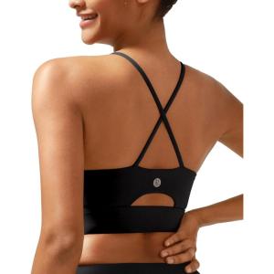 imageSports Bras for WomenPadded Sports Bra Tank Top Sexy Crisscross Back High Impact Longline Workout Yoga Bra4black