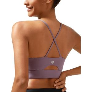 imageSports Bras for WomenPadded Sports Bra Tank Top Sexy Crisscross Back High Impact Longline Workout Yoga Bra4purple