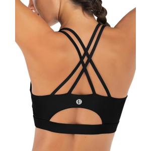 imageSports Bras for WomenPadded Sports Bra Tank Top Sexy Crisscross Back High Impact Longline Workout Yoga BraBlack