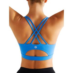 imageSports Bras for WomenPadded Sports Bra Tank Top Sexy Crisscross Back High Impact Longline Workout Yoga BraBright Blue