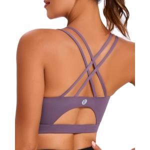 imageSports Bras for WomenPadded Sports Bra Tank Top Sexy Crisscross Back High Impact Longline Workout Yoga BraDeep Purple