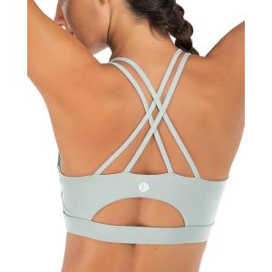 imageSports Bras for WomenPadded Sports Bra Tank Top Sexy Crisscross Back High Impact Longline Workout Yoga BraGreen