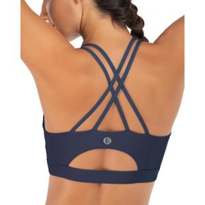 imageSports Bras for WomenPadded Sports Bra Tank Top Sexy Crisscross Back High Impact Longline Workout Yoga BraNavy Blue