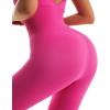 imageRUNNING GIRL Black Jumpsuits for Women Ribbed Backless Sexy One Piece Outfits Tummy Control Unitard Bodysuit Athletic RompersLhot Pink