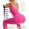 imageRUNNING GIRL Black Jumpsuits for Women Ribbed Backless Sexy One Piece Outfits Tummy Control Unitard Bodysuit Athletic RompersLhot Pink