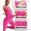 imageRUNNING GIRL Black Jumpsuits for Women Ribbed Backless Sexy One Piece Outfits Tummy Control Unitard Bodysuit Athletic RompersLhot Pink