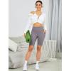 imageRUNNING GIRL High Waisted Shorts for Women with Pockets Workout Scrunch Butt Lifting Yoga Shorts Tummy ControlCoffee Brown