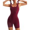 imageRUNNING GIRL Jumpsuits for Women Ribbed Backless Sexy One Piece Outfits Tummy Control Unitard Bodysuit Athletic Rompers2940wine Red