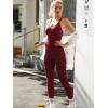 imageRUNNING GIRL Jumpsuits for WomenYoga Workout Ribbed Backless Sexy One Piece Outfits Tummy Control Unitard Bodysuit RompersAwinedred