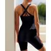 imageRUNNING GIRL One Piece Jumpsuit Yoga Bodycon Ribbed Jumpsuit with Tummy Control Bodysuits for Women Full Length2black