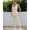 imageRUNNING GIRL One Piece Jumpsuit Yoga Bodycon Ribbed Jumpsuit with Tummy Control Bodysuits for Women Full LengthBeige