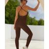 imageRUNNING GIRL One Piece Jumpsuit Yoga Bodycon Ribbed Jumpsuit with Tummy Control Bodysuits for Women Full LengthDark Brown