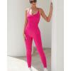imageRUNNING GIRL One Piece Jumpsuit Yoga Bodycon Ribbed Jumpsuit with Tummy Control Bodysuits for Women Full LengthRose Red