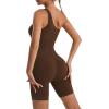 imageRUNNING GIRL One Piece Jumpsuits for Women Ribbed Seamless Workout Bodysuit for Women with Tummy Control1brown