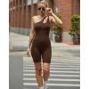 imageRUNNING GIRL One Piece Jumpsuits for Women Ribbed Seamless Workout Bodysuit for Women with Tummy Control1brown