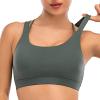 imageRUNNING GIRL Sports Bra for Women Sexy Crisscross Back Medium Support Padded Strappy Yoga Bra with Removable CupsAdark Green