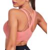 imageRUNNING GIRL Sports Bra for Women Sexy Crisscross Back Medium Support Padded Strappy Yoga Bra with Removable CupsCpink