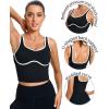 imageRUNNING GIRL Sports Bras for WomenLongline Workout Crop Tank Tops Padded with Built in Shelf Padded Sports BraBlack