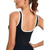 imageRUNNING GIRL Sports Bras for WomenLongline Workout Crop Tank Tops Padded with Built in Shelf Padded Sports BraBlack