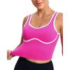 imageRUNNING GIRL Sports Bras for WomenLongline Workout Crop Tank Tops Padded with Built in Shelf Padded Sports BraHot Pink