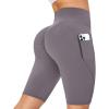 imageRUNNING GIRL High Waisted Shorts for Women with Pockets Workout Scrunch Butt Lifting Yoga Shorts Tummy ControlCoffee Brown