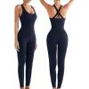 imageRUNNING GIRL One Piece Jumpsuit Yoga Bodycon Ribbed Jumpsuit with Tummy Control Bodysuits for Women Full Length1black
