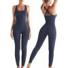 imageRUNNING GIRL One Piece Jumpsuit Yoga Bodycon Ribbed Jumpsuit with Tummy Control Bodysuits for Women Full Length1grey