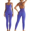 imageRUNNING GIRL One Piece Jumpsuit Yoga Bodycon Ribbed Jumpsuit with Tummy Control Bodysuits for Women Full LengthViolet