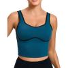imageRUNNING GIRL Sports Bras for WomenLongline Workout Crop Tank Tops Padded with Built in Shelf Padded Sports BraDark Blue