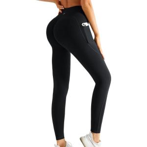 imageRUNNING GIRL High Waisted Yoga Pants with PocketsWorkout Leggings for Women Tummy Control Scrunch Butt Lifting Athletic PantsCK2964 Black M Medium