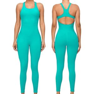 imageRUNNING GIRL One Piece Jumpsuit Yoga Bodycon Ribbed Jumpsuit with Tummy Control Bodysuits for Women Full Length2986bright Green