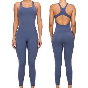 imageRUNNING GIRL One Piece Jumpsuit Yoga Bodycon Ribbed Jumpsuit with Tummy Control Bodysuits for Women Full Length2986dark Grey
