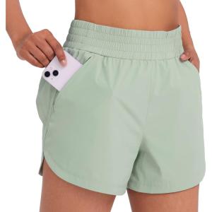 imageRUNNING GIRL Running Shorts for Women Quick Dry Athletic Shorts High Waisted Gym Shorts Elastic Workout Shorts Zipper Pockets