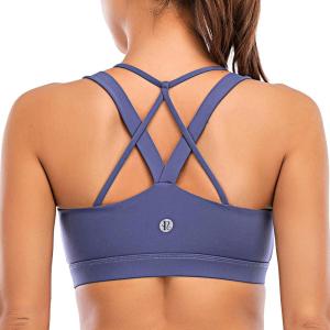 imageRUNNING GIRL Sports Bra for Women Sexy Crisscross Back Medium Support Padded Strappy Yoga Bra with Removable CupsAblue