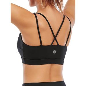 imageRUNNING GIRL Sports Bra for Women Sexy Crisscross Back Medium Support Padded Strappy Yoga Bra with Removable CupsBblack