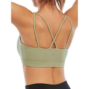 imageRUNNING GIRL Sports Bra for Women Sexy Crisscross Back Medium Support Padded Strappy Yoga Bra with Removable CupsBgreen