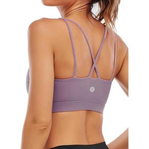 imageRUNNING GIRL Sports Bra for Women Sexy Crisscross Back Medium Support Padded Strappy Yoga Bra with Removable CupsBpurple
