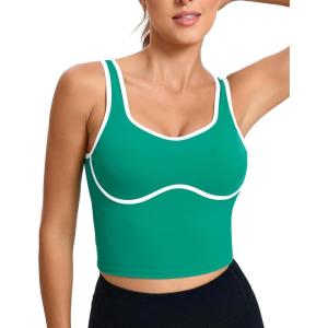 imageRUNNING GIRL Sports Bras for WomenLongline Workout Crop Tank Tops Padded with Built in Shelf Padded Sports BraBright Green