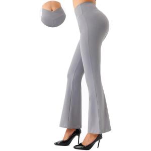 imageRUNNING GIRL Women High Waisted Flared Leggings Tummy Control Yoga Pants Workout Leggings for WomenSilver Grey