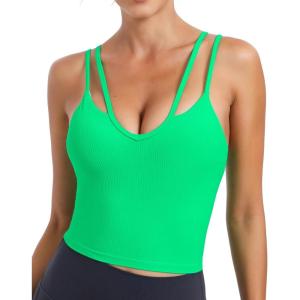 imageRUNNING GIRL Workout Tank Tops with Built in Bras for WomenWork Top for WomenSports Bras for Women Padded Yoga Bra1green