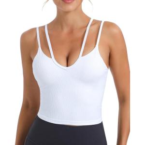 imageRUNNING GIRL Workout Tank Tops with Built in Bras for WomenWork Top for WomenSports Bras for Women Padded Yoga Bra1white