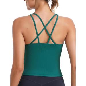 imageRUNNING GIRL Workout Tank Tops with Built in Bras for WomenWork Top for WomenSports Bras for Women Padded Yoga BraDark Green