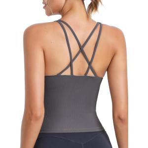 imageRUNNING GIRL Workout Tank Tops with Built in Bras for WomenWork Top for WomenSports Bras for Women Padded Yoga BraGrey